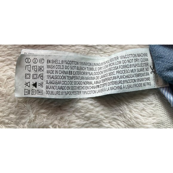 Life in Progress Sz Medium Women Jean Denim Parka Utility Jacket Chambray Hooded - Picture 4 of 8